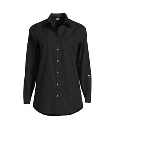 Women's Petite Wrinkle Free No Iron Roll Sleeve Boyfriend Tunic Top